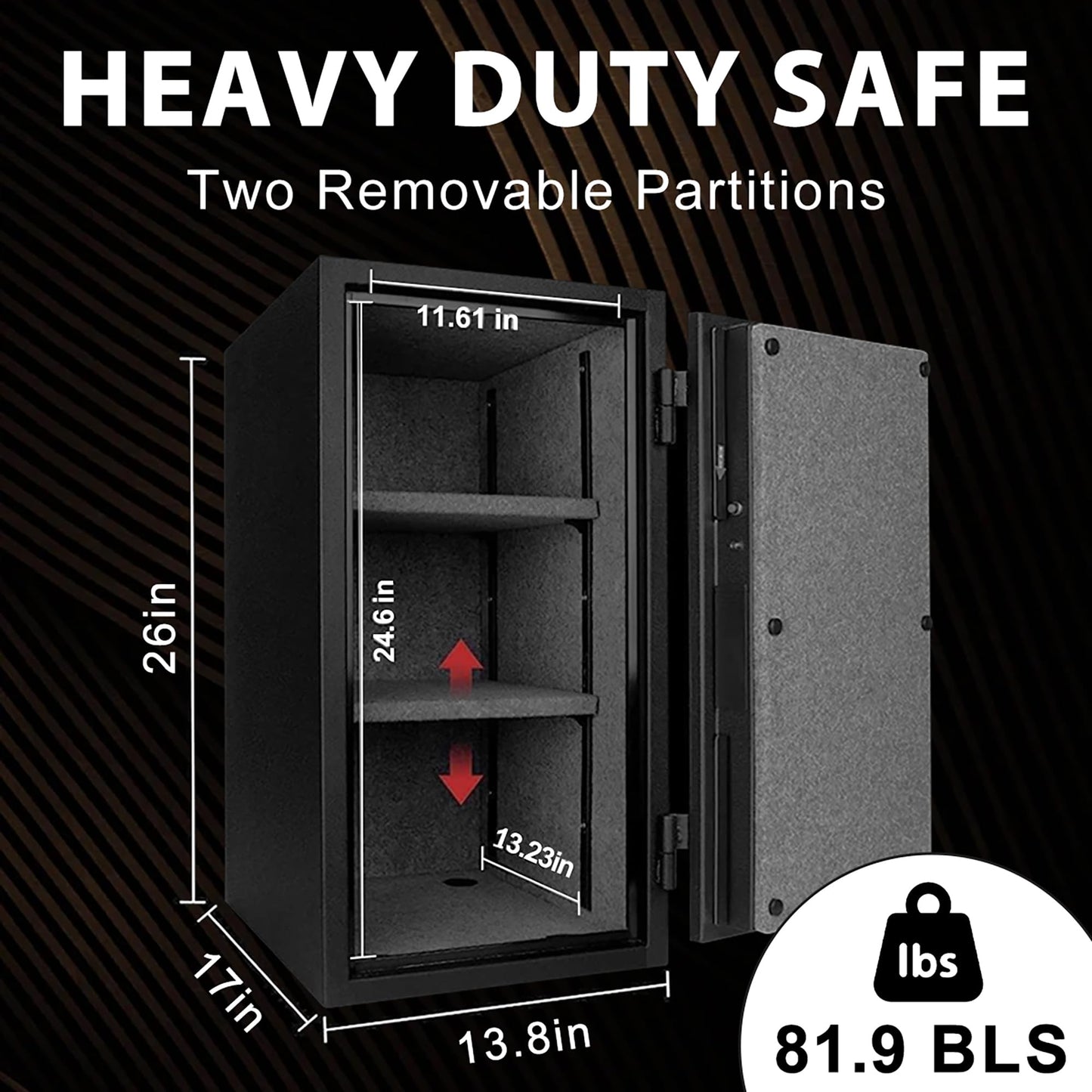 TIGERKING Fireproof Safe,3.47 Cubic Feet Home Safe Box, Large Steel Digital Safes Box with Digital Lock for Home and Office