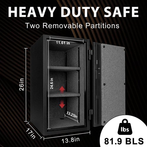 TIGERKING Fireproof Safe,3.47 Cubic Feet Home Safe Box, Large Steel Digital Safes Box with Digital Lock for Home and Office