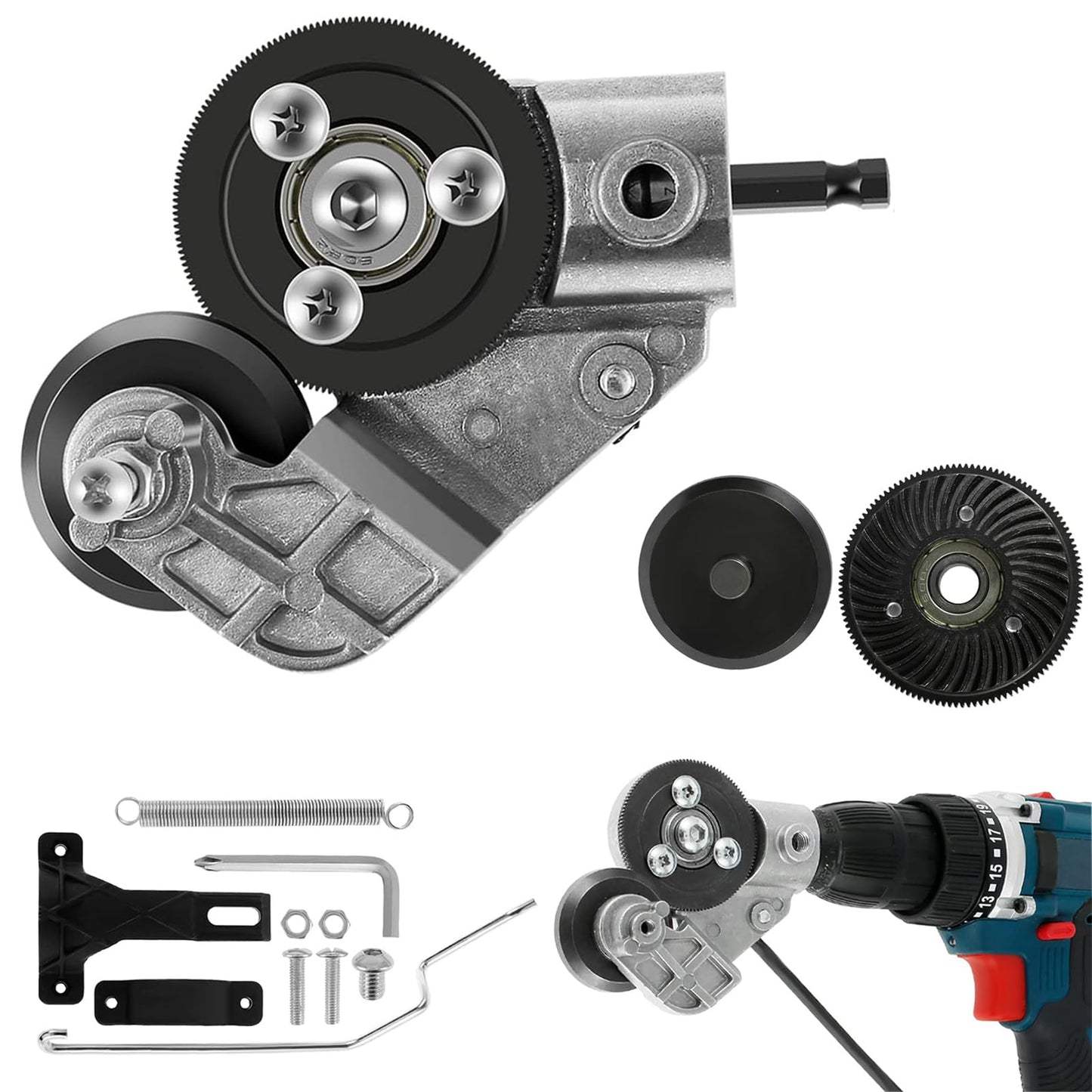 Electric Drill Plate Cutter Attachment, 2025 Upgraded Metal Sheet Cutter Adapter - Drill Cut Pro Metal Plate Cutting - Nibbler Metal Drill Attachment for Iron, Copper, Aluminum, and Steel Sheets