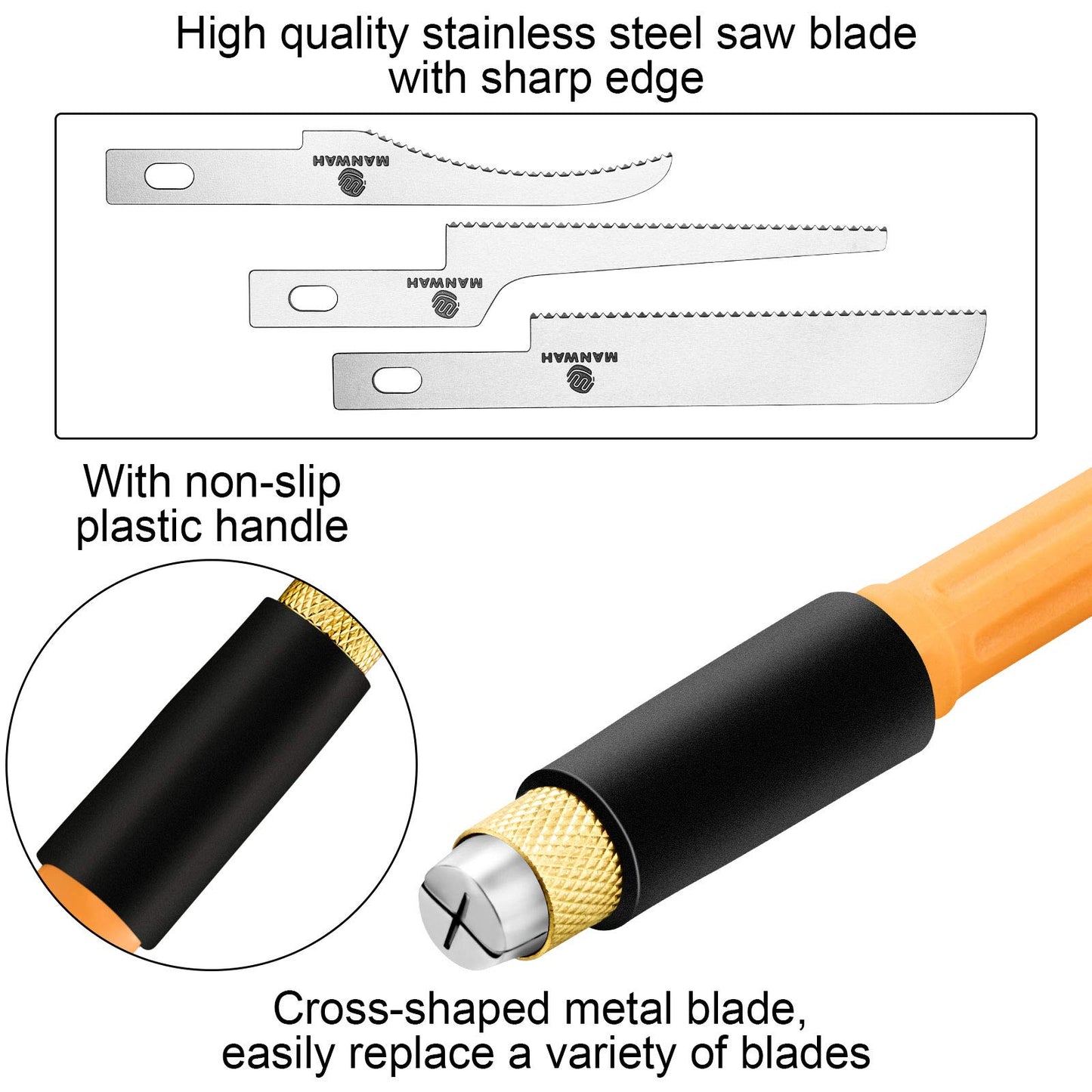 Honoson Mini Hand Saw Model Tools Small Hobby Saw Blades Kit with 9 Tiny Razor Hacksaw Blades for Miniatures, Modeling, DIY Crafts, Plastic Models, Wood(Style 1,Yellow)