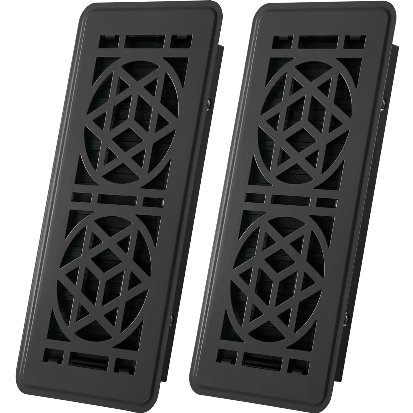 2 Pack Floor Vent Covers, Floor Register 4x10, Heavy Duty Walkable Steel Vent Cover, Adjustable Decorative Vent Covers for Home Floor Ceiling or Sidewall Vent, Rust-Proof Finish (Black)