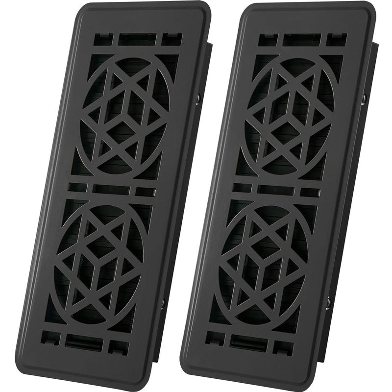 2 Pack Floor Vent Covers, Floor Register 4x10, Heavy Duty Walkable Steel Vent Cover, Adjustable Decorative Vent Covers for Home Floor Ceiling or Sidewall Vent, Rust-Proof Finish (Black)