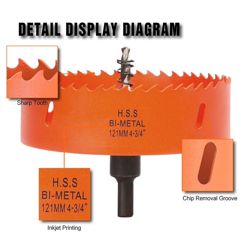 VIKITON 4-3/4 Inch Hole Saw with Arbor for Wood Metal Plastic, 4.75 in Bimetal Hole Cutter, Fast Chip Removal, Smooth Flat Drilling Edge