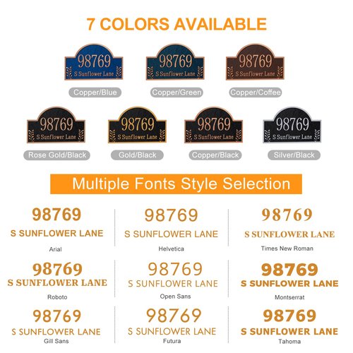 Customizable Address Sign - LAWN MOUNTED Plaque Outdoor House Number Ideal for Home and Garden Décor Arched Style 6