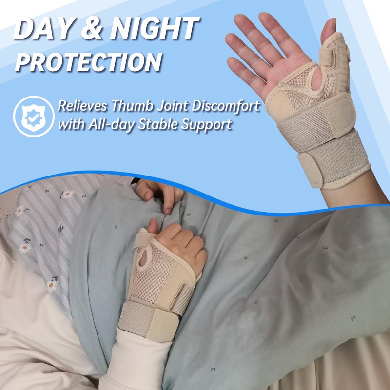 Hamshine New Updated Thumb Brace for Women and Men, Reversible Trigger Thumb Splint for Day & Night Support, Breathable Thumb Stabilizer for Arthritis, Tendonitis, Sprains Thumb Pain Relief (Khaki)