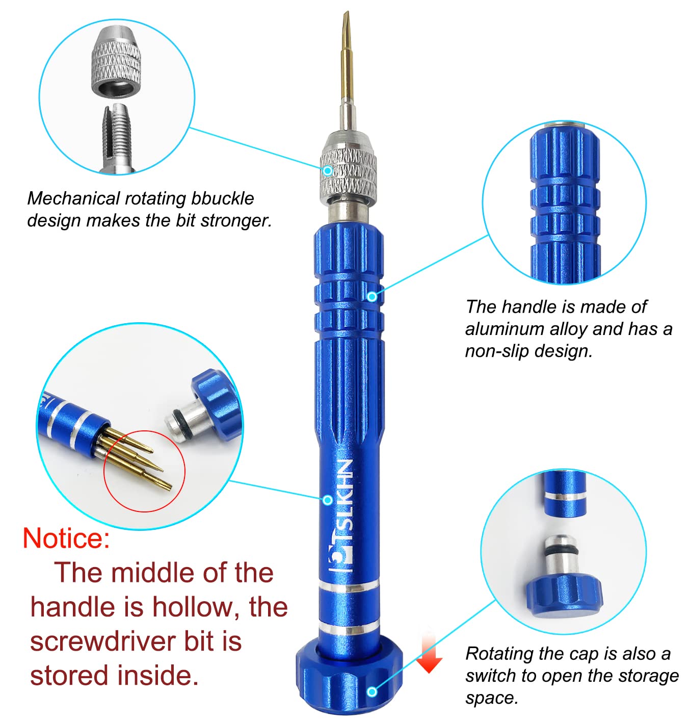 5-in-1 Multifunctional Small Screwdriver, PTSLKHN S2 Steel Magnetic Screwdriver Kit for Eyeglass, Sunglasses, Electronics, Cellphone, Jewelry and More