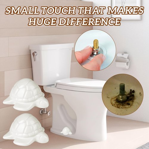 Sea Turtle Ceramic Toilet bolt Caps - Decorative Toilet Caps for Bottom of Toilet, Maximalist Decor Toilet Screw Cover Caps, Stylish Toilet Bolt Bowl Covers (White) ETARTJMHNB