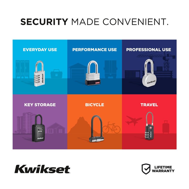 Kwikset SmartKey Re-Keyable Laminated Steel Padlock with Stainless Steel Shackle, Outdoor Gate and Storage Lock, 2 in Body, 2-1/2 in Shackle, 1 Pack, Silver