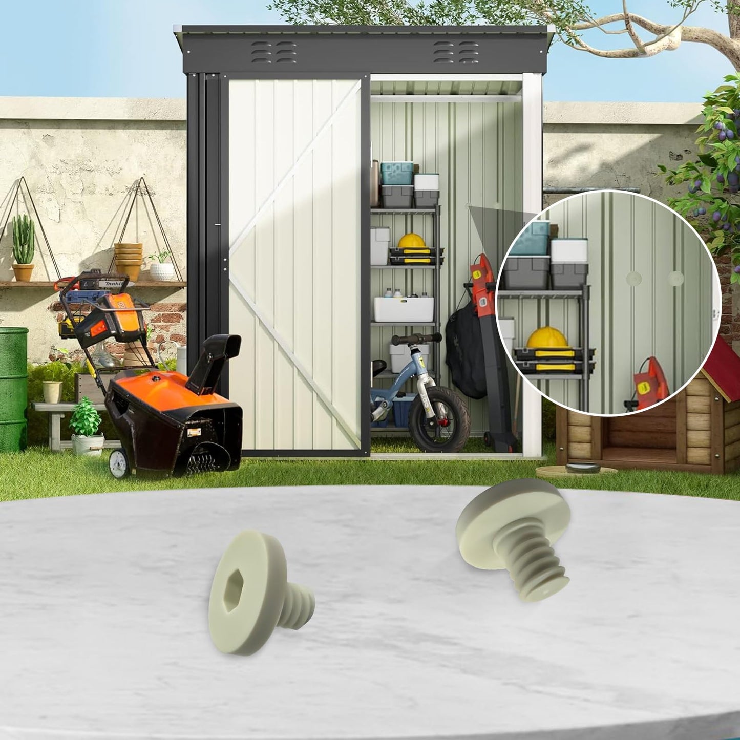 8 PCS Replacement Bolts Compatible with Suncast Storage Sheds for Suncast/Craftsman Resin Storage Sheds, Replacement Screws Compatible with Suncast Storage Sheds Shed Accessories (8, White, 3/8)