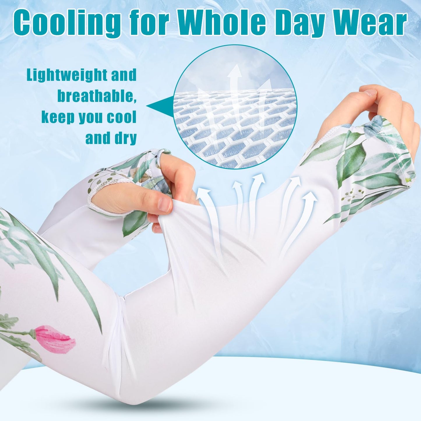 Bebila Gardening Sleeves for Women Farm UV Sun Protection Anti-Scratch Cooling Sleeves with Thumb Hole Arms Cover Outdoors (white)