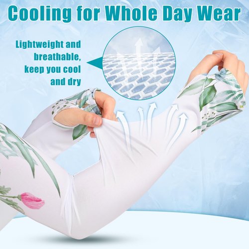 Bebila Gardening Sleeves for Women Farm UV Sun Protection Anti-Scratch Cooling Sleeves with Thumb Hole Arms Cover Outdoors (white)