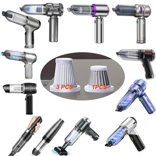1 Steel + 3 Hepa Replacement Filters Compatible with Saker, Sakerplus, XCOOL, houscly, Wirelume, Wansimoo, HRYCF, Yomile, Piwosa, CHUMPOSH, WINWEND, Gianteye, GenTant, AIPROIN, SAKAKI Car Vacuum etc.