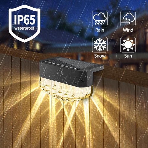 Solar Fence Lights Outdoor - 3 Lighting Modes Step Lights, Super Bright LED Waterproof Solar Deck Light for Outside Stair Fence Step Pool Backyard Decor