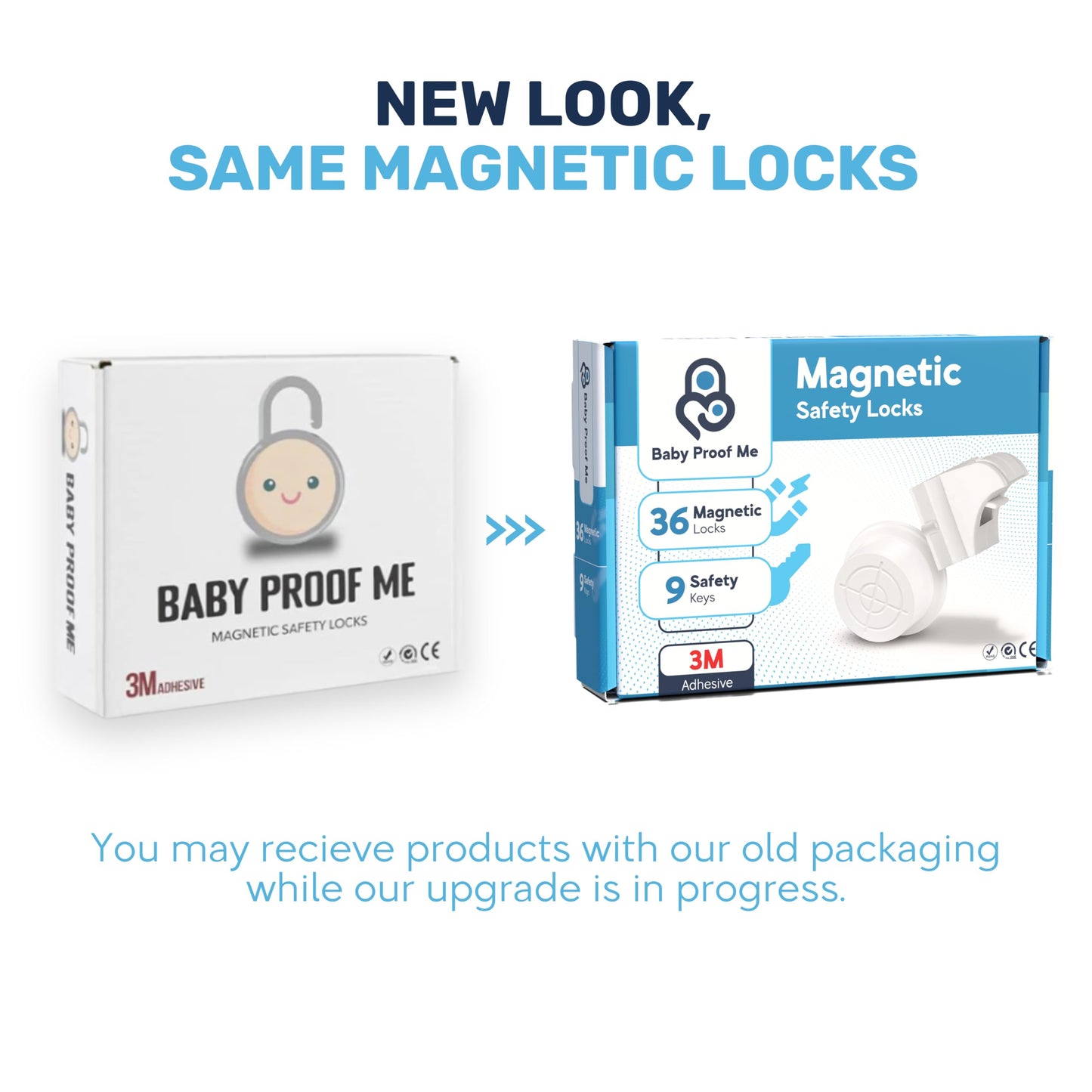 BABY PROOF ME Pack of 36 Magnetic Cabinet Locks for Child Safety with 9 Keys, 3M Adhesive Easy Installation, Baby Proofing Magnetic Locks for Cabinets and Drawers (36 Locks + 9 Keys)