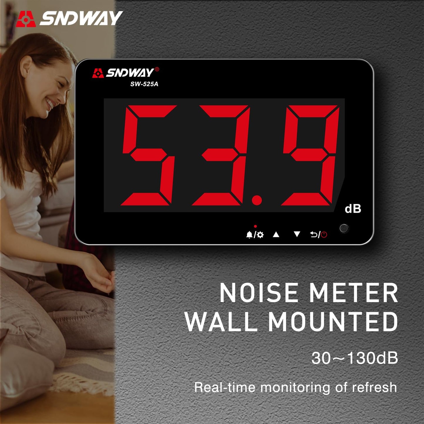 Decibel Meter, Portable SPL Meter (Sound Pressure Level Meter), Digital Noise Meter, Range 30-130dB(A) db Meter, Noise Volume Measuring Instrument, Sound Monitoring Tester (Battery Included) Yellow
