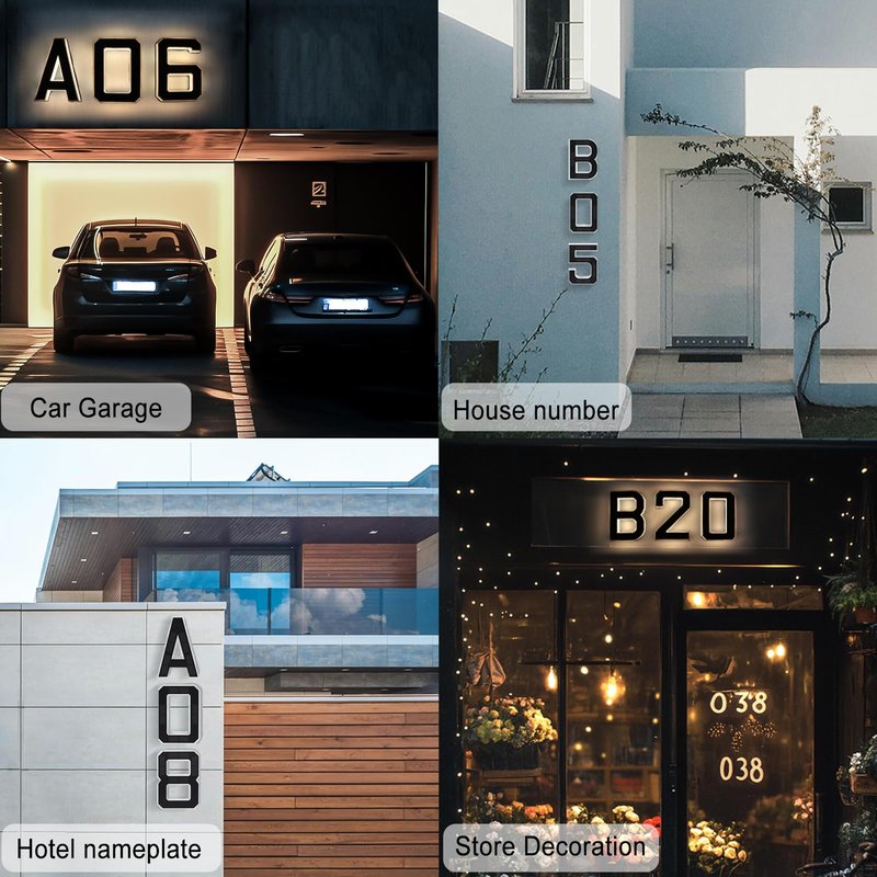 9" Solar Powered House Numbers for Outside Light Up, CARPESUN Waterproof Modern LED Backlit Address Signs, 300LM Large Exterior Illuminated Number Plate for Door, Home, Apartment, Mailbox (1-Black, 9 Inch)