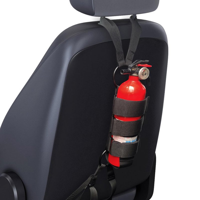 Badass Moto Car Fire Extinguisher Mount - Automotive Fire Extinguisher Mount for Vehicle Car Seat Headrest - Tool Free Seat Back Strap Install. Ideal Safety Kit Accessories for Jeep, Auto,Truck & SUV