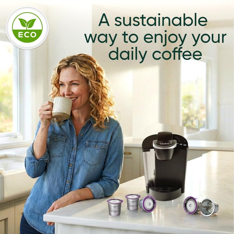 Stainless Steel Reusable K Cups for Keurig 2.0, Keurig Mini, K-Express, K-Classic, K-Elite, K-Compact, K-Mini Mate Single-Serve Coffee Makers by PureHQ - Refillable Metal Coffee Filters - 2 Pack
