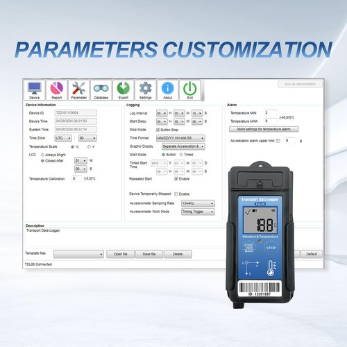 Tzone Vibration Data Logger 3-Axis Shock Datalogger Temperature Recorder USB,Digital Shipping Vibration Meter Auto Report 34560 Records,Transport Logger for Shock Sensitive Goods Monitor