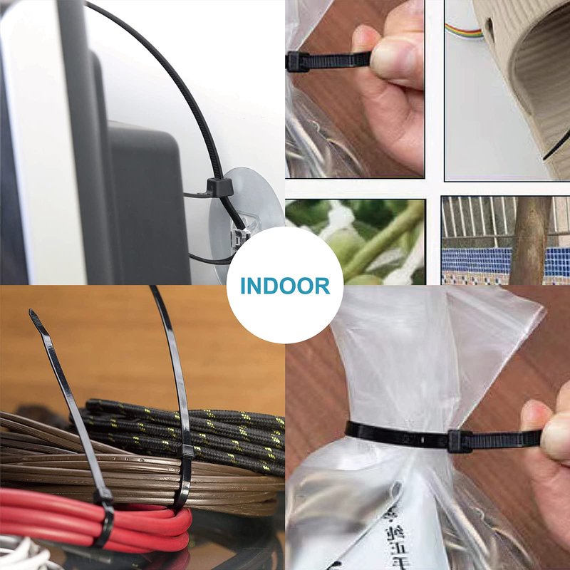 Zip Ties 8 inch with 40 lb Tensile Strength, Black Cable ties, 1000 Pack, ANOSON