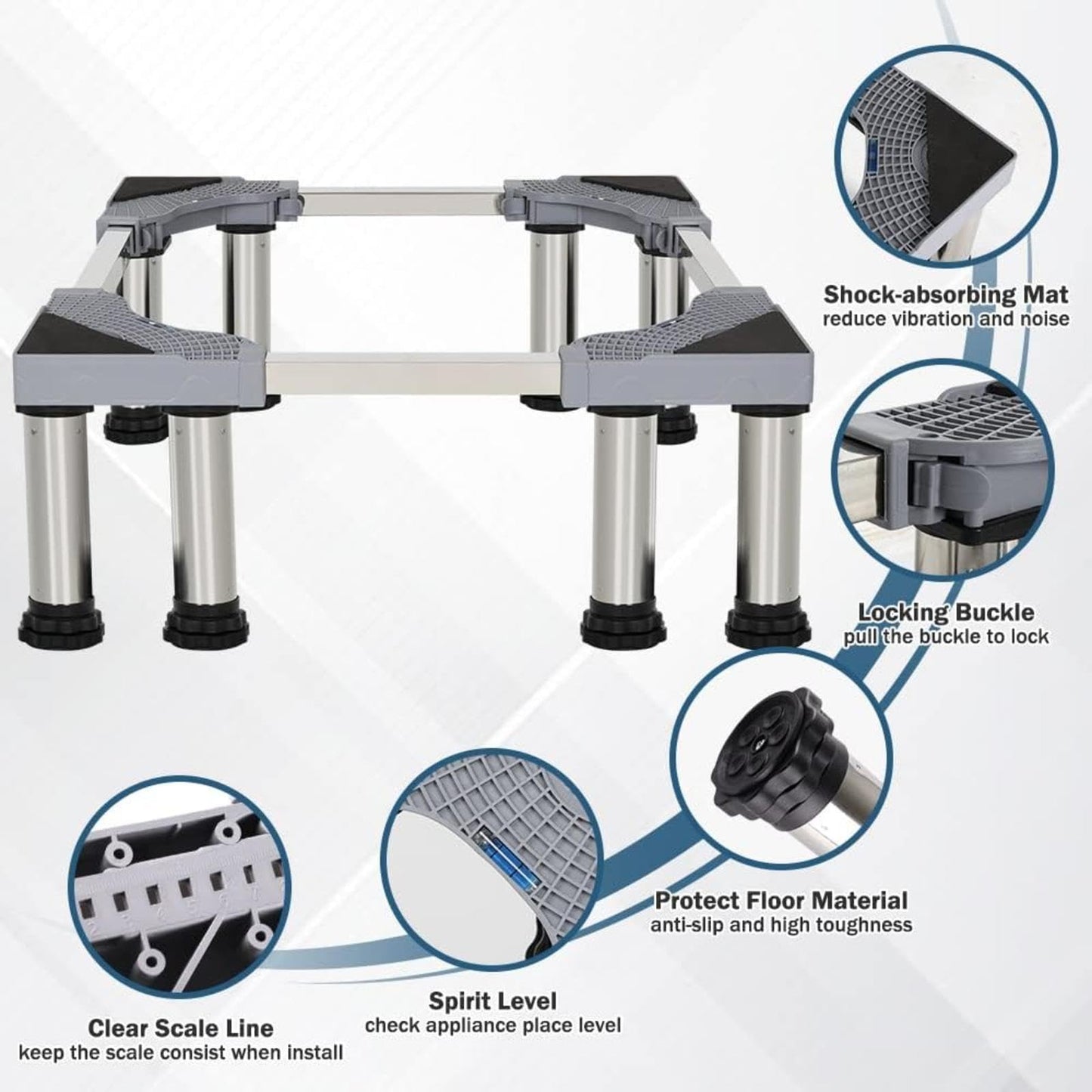 Washer Stands Pedestal 28 Wide Universal Load 880LB/400KG Base Stand for Washer Refrigerator Washing Machine Dryer Increase 3.9-9.8inch Height,Grey8Foot-15cm