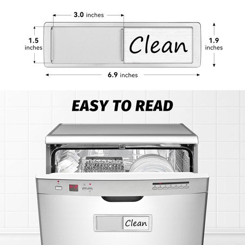 Dishwasher Magnet Clean Dirty Sign Shutter Only Changes When You Push It Non-Scratching Strong Magnet or Adhesive Options Indicator Tells Whether Dishes are Clean or Dirty (Tiles White/Black)