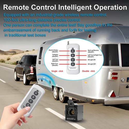 Portable Trailer Light Tester Box with 12V 10Ah Battery, Wireless Remote Control Operation, Compatibility Round/Flat Pin, with 7-pin Trailer Light Tester Plug, for Testing Trailer Taillights1