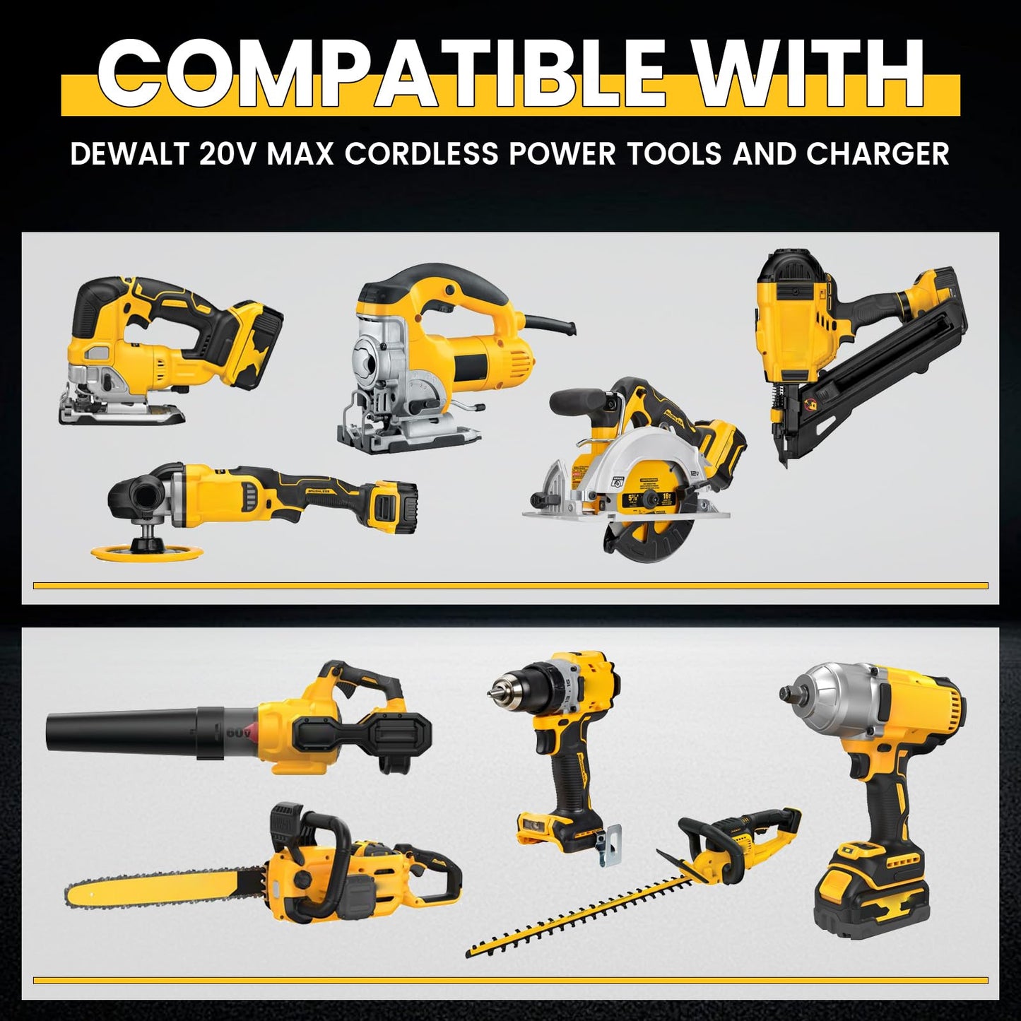 DCB200 8.0Ah Replacement for dewalt 20v max Battery Lithium-ion Batteries DCB200 DCB201 DCB203 DCB204 DCB206 DCB180 DCD/DCF/DCG Series Cordless Tools with LED Indicator 2Packs