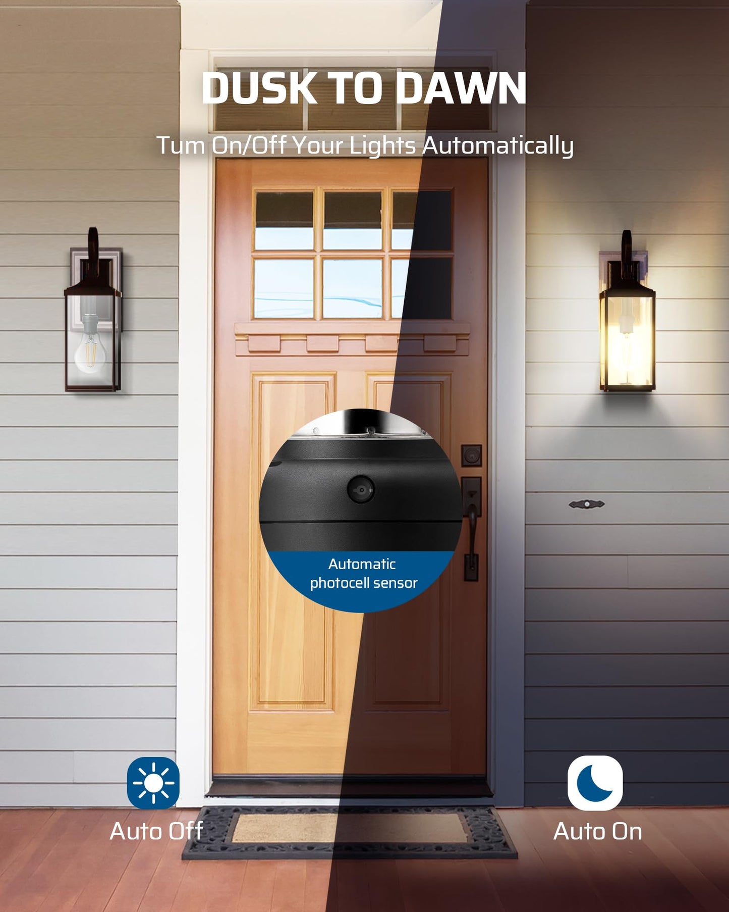 DEWENWILS Light Sensor Socket, E26 E27 Dusk to Dawn Sensor Socket, Light Bulb Socket for Light Fixtures, Compatible with Incandescent/CFL/LED/Halogen Bulbs, Black, 2 Pack