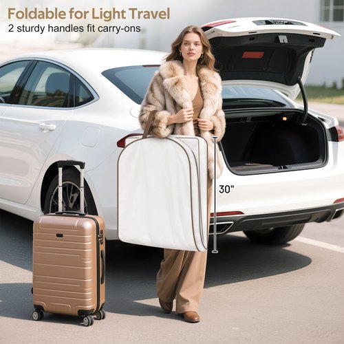 MISSLO 60" Cotton Garment Bag for Long Dress Breathable Garment Bags for Hanging Clothes Travel Women Dress Cover Luxury Hanging Clothes Storage for Fur Coat, Jacket, Gown, Suit