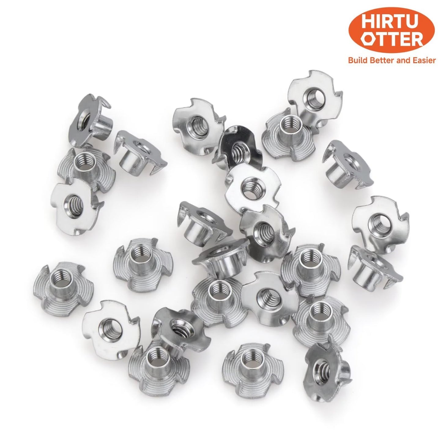 25 PCS M6 T-Nuts 304 Stainless Steel Four-Jaw Tee Nuts, Corrosion-Resistant Threaded Inserts for Wood, Cabinetry, Rock Climbing Holds, Home, Hotel & Outdoor Furniture