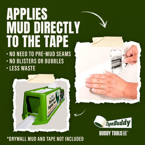 Buddy Tools TapeBuddy Drywall Taping Tool - Simplifies Drywall Banjo Taping - Reliable & Efficient Tape Dispenser for DIYers - Easy to Use - Reduces Mess and Waste