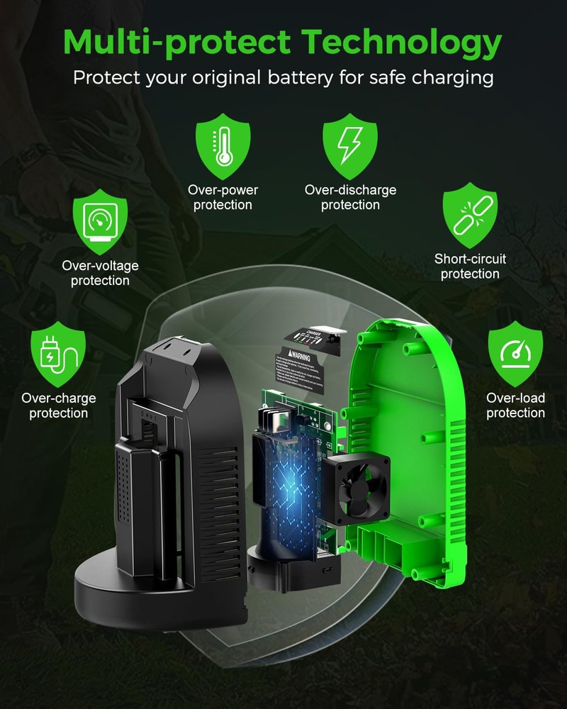 Aoasur Replacement for EGO 56V Battery Charger Compatible with EGO 56V Battery BA1400T BA2242T BA2800T BA3360T - for EGO Power+ CH3200 CH5500 CH2800(Green)