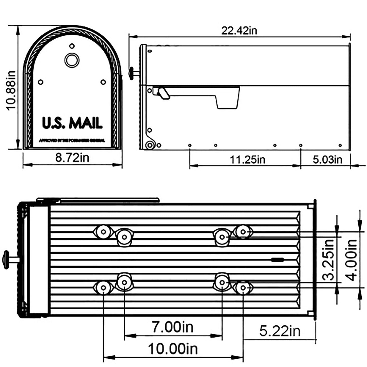 Architectural Mailboxes Edwards™ Weather-Resistant Steel Metal Post Mounted Mail Box for Outside, Black, Large Curbside Mailbox, USPS Approved for Residential Delivery