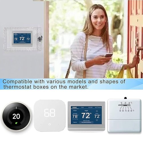 Universal Thermostat Lock Box with Key,Clear Large Thermostat Cover for Thermostat on Wall,Thermostat Guard Fits Thermostats 6.3 x 4.4 x 2 inches or Smaller