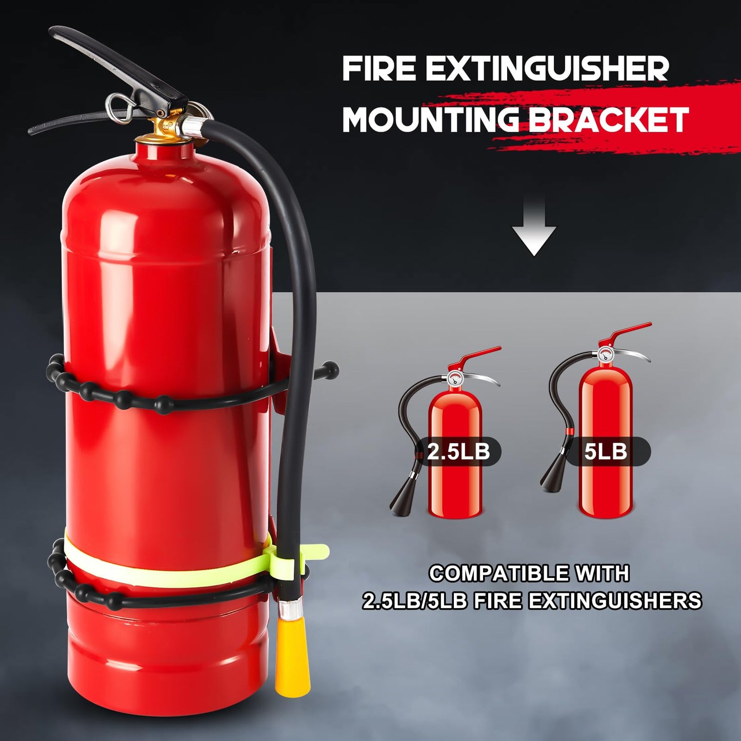 RattanView 4 Pcs Fire Extinguisher Mounting Bracket Heavy Duty Extinguisher Holder Metal Bracket for Vehicle for 2.5, 5 and 10 lb Fire Extinguishers (2.5 and 5lb)
