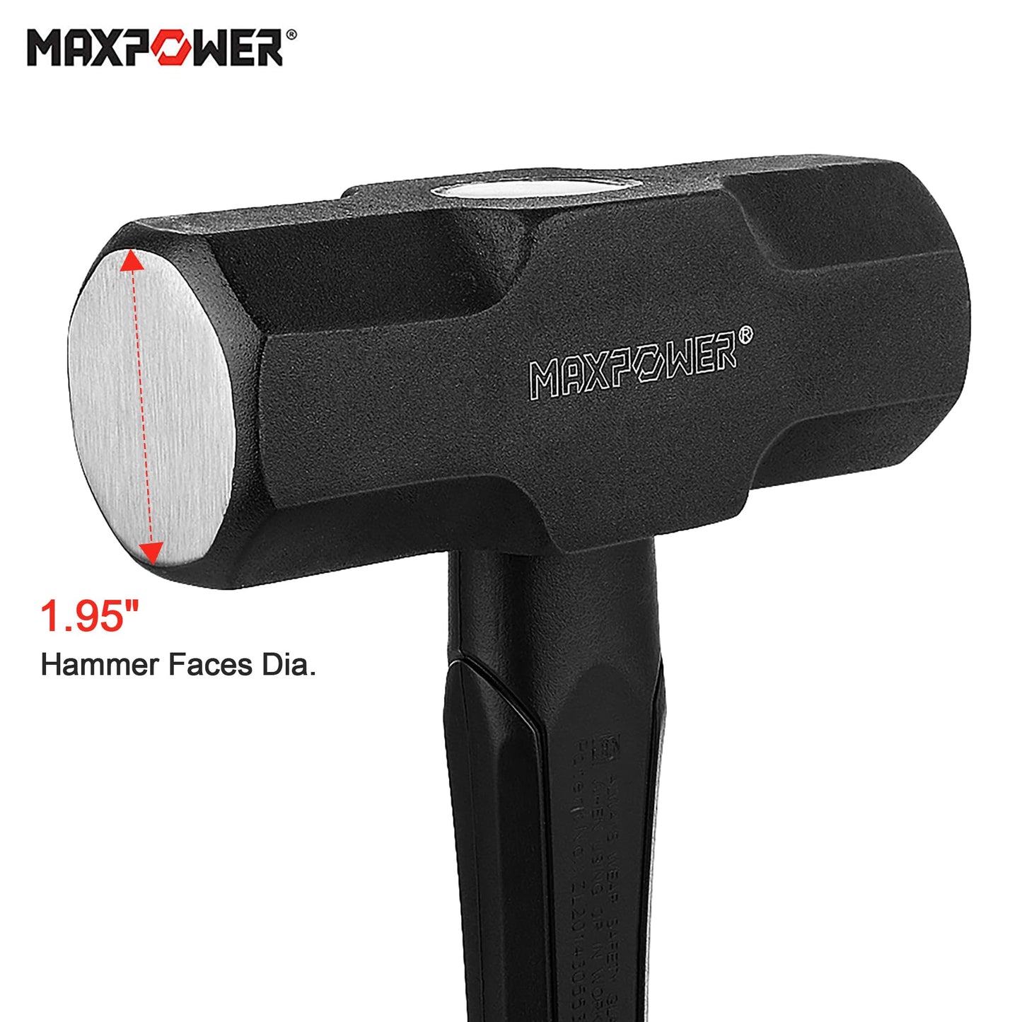 MAXPOWER 4lb Sledge Hammer, Steel Head, 12-inch Fiberglass Handle Shock-resistant