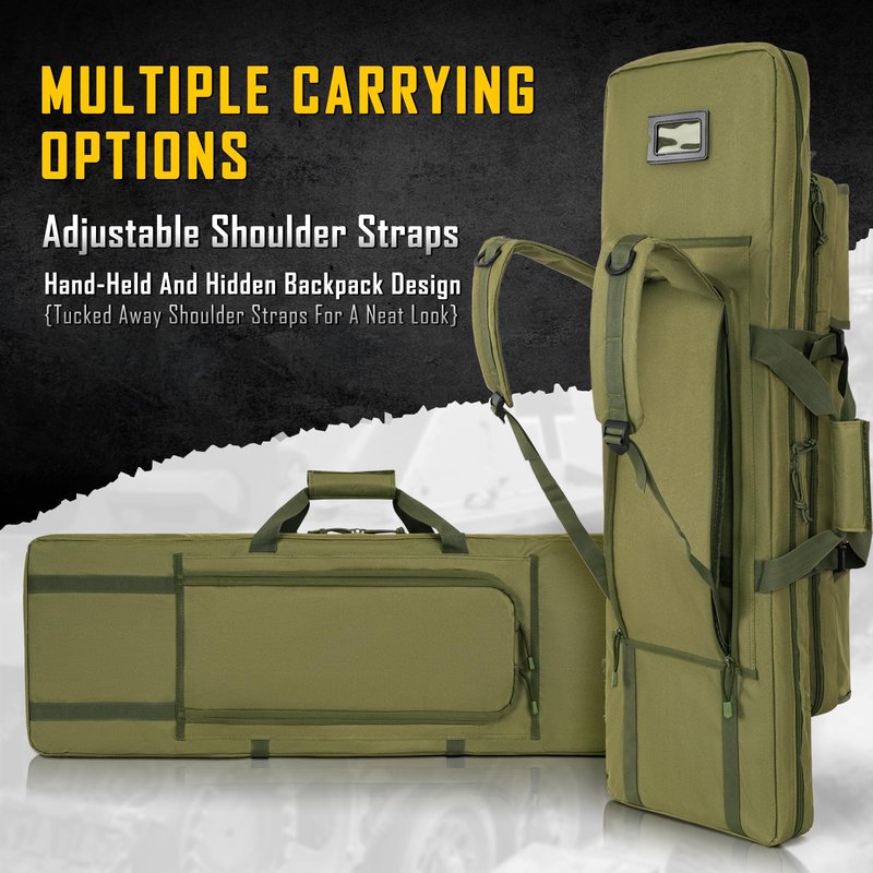 DULCE DOM 36 inch Double Rifle Case Soft Gun Bag for Rifles Pistols Storage & Transportation, All Around Shooting Range Tactical Backpack, Valentine Gifts for Men Boyfriend Husband