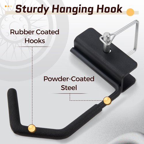 Danrelax Freestanding Bike Storage Rack, 5 Bikes Capacity 300 lbs, Vertical Bike Rack for Garage, Adjustable Hooks, Indoor Bicycle Storage Stand for Home, Black