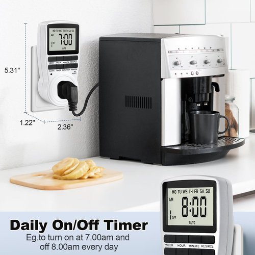 Digital Timer Outlet Plug Timers for Electrical Outlets Indoor, 24 Hour Programmable Outlet Timers with Built-in Battery, 16 Groups On/Off Light Plug in Timer Socket for Home