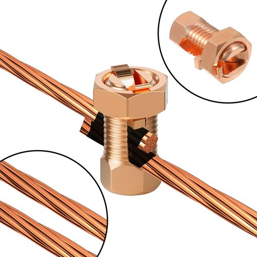 2PCS Split Bolt Connector Superior Strength Split Bolt Connector Copper Grounding Clamps for Completing Ground Bonding to Bare Wires TJ-16