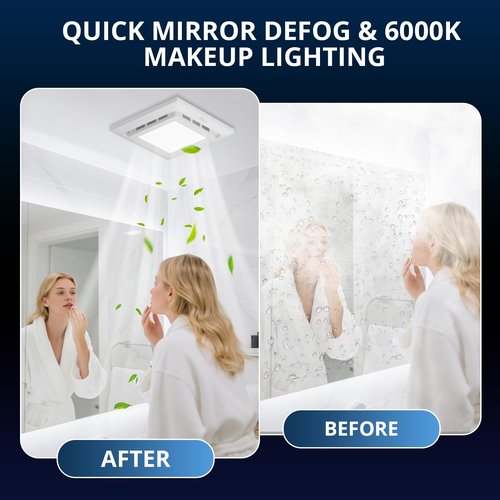 Hawkrown 2-in-1 Bathroom Exhaust Fan with Light, 140 CFM Quiet Vent Fan, 6000K LED Light, Easy to Install, Exhaust Fans for Ceiling, Space Saving Bathroom Ventilation