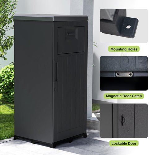 Domi Package Delivery Box for Outside, Large Parcel Drop Box with Lockable Secure, Waterproof Resin Storage Anti-Theft Outdoor Package Delivery for Porch, Curbside, House