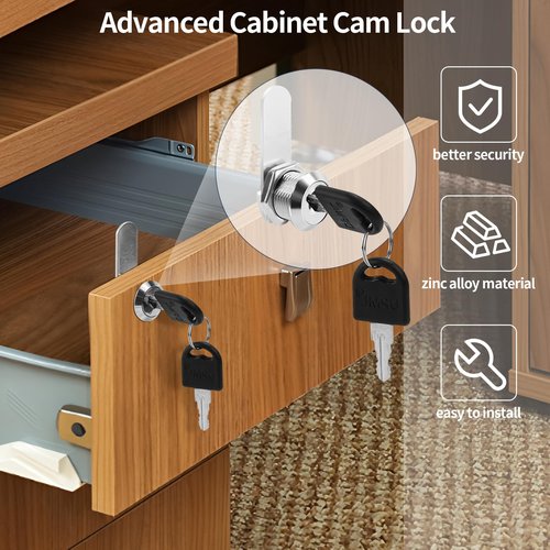 5/8'' Alloy Cam Locks with Keys, for Mailbox, Toolbox and Pickup Trucks,RV Compartment Storage Locks (2 Pack)