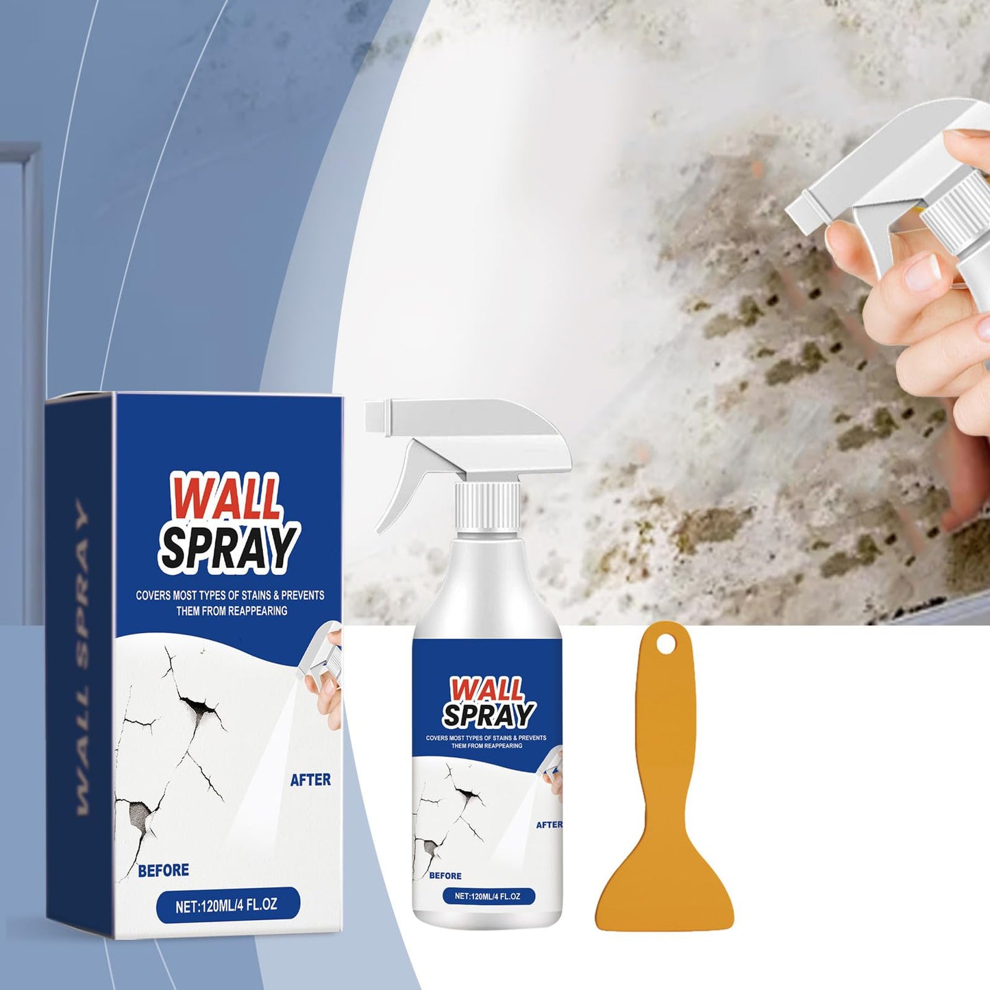Versatile Wall Repair Spray Paint - Covers Stain, Stain Remover For Wall & Ceiling, Ceiling Spray Paint For Water Damage, Stain Remover For Painted Walls, 4 FL.OZ