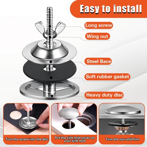 Kitchen Sink Hole Cover 2 Inch Stainless Steel Faucet Hole Cover Faucet Hole Cover for Kitchen Sink Tap Hole Plate Stopper Cover Metal Plug Silver Faucet Plug Covers