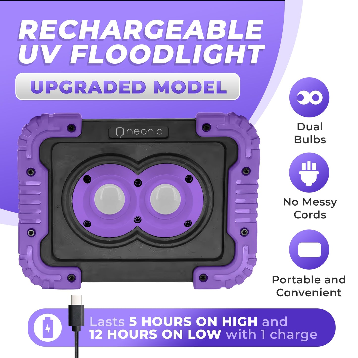 Neonic Rechargeable UV LED Black Light, Newer Model, 2 Pack (2)
