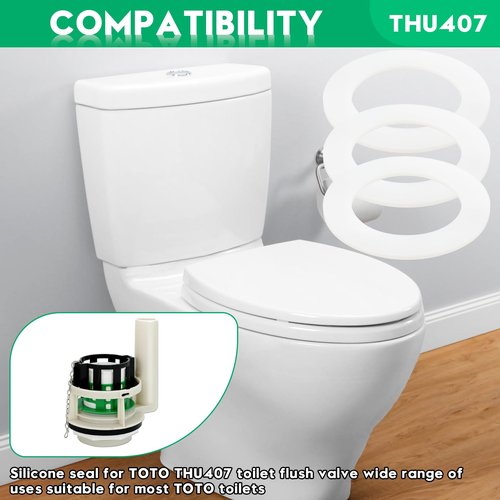 THU407 Seal Gasket for Drain Valve for Most TOTO Toilets,Compatible with TOTO CST854ET,THU440-A,THU451,10A-A,thu824-a, thu825, THU 825–a,THU826-A,Silicone Seal for TOTO Toilet Parts & Repair 3pack