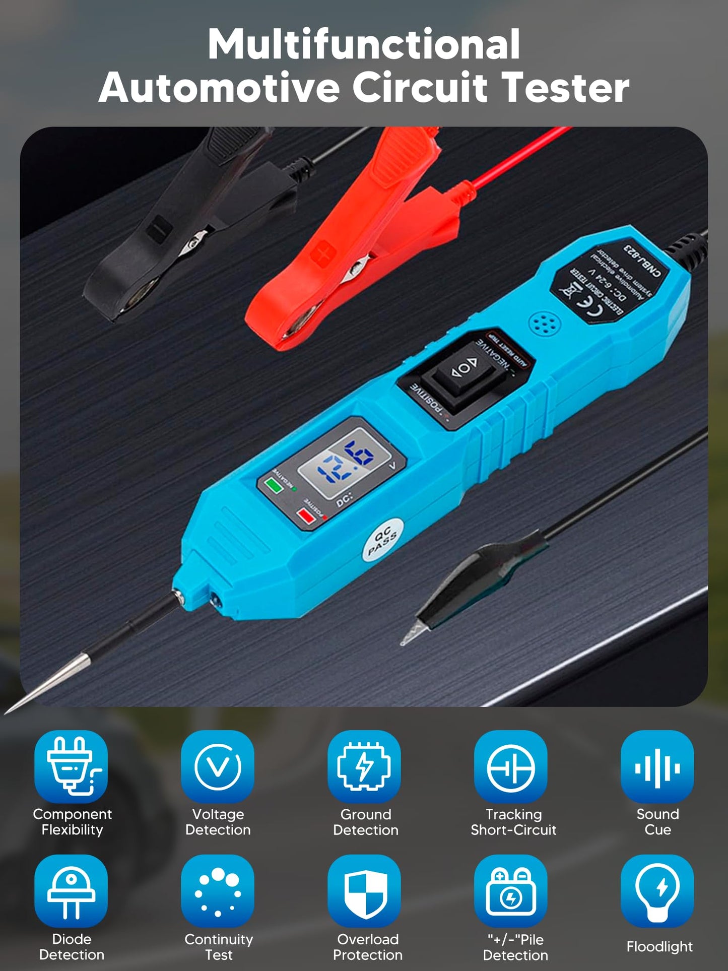 Chazcool 6-24V DC Circuit Tester Automotive, Power Circuit Probe Tester, Test Light, Voltage Tester, Automotive Short Circuit Breaker Finder Electrical Tools