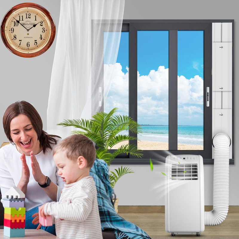 Portable Air Conditioner Sliding Door Vent Kit, Mobile AC Window Vent Kit for 5.0"/5.9” Exhaust Hose, Seamless AC Vent Seal Kit with 6 Upgraded Plates for A/C Unit Sliding Door/Window